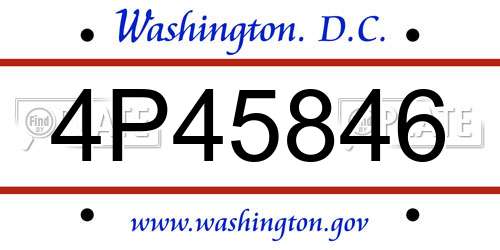 4P45846 District Of Columbia License Plate