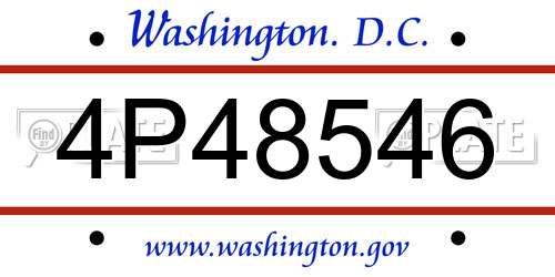 4P48546 District Of Columbia License Plate