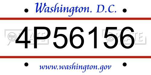 4P56156 District Of Columbia License Plate