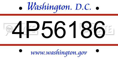 4P56186 District Of Columbia License Plate
