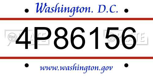 4P86156 District Of Columbia License Plate