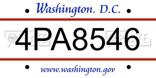 4PA8546 District Of Columbia License Plate