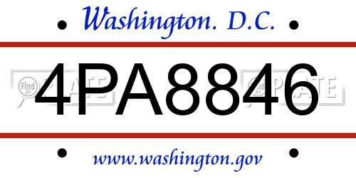 4PA8846 District Of Columbia License Plate