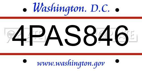4PAS846 District Of Columbia License Plate