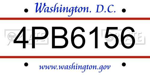 4PB6156 District Of Columbia License Plate