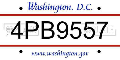 4PB9557 District Of Columbia License Plate