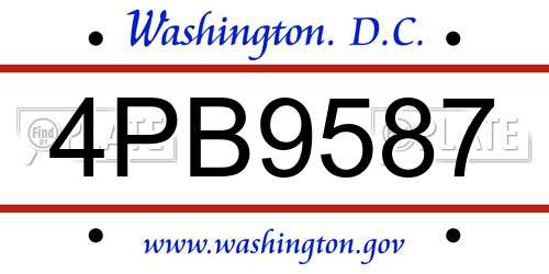 4PB9587 District Of Columbia License Plate