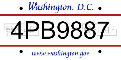 4PB9887 District Of Columbia License Plate
