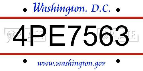 4PE7563 District Of Columbia License Plate