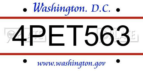 4PET563 District Of Columbia License Plate