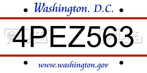 4PEZ563 District Of Columbia License Plate
