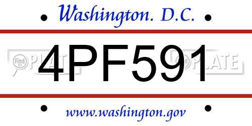 4PF591 District Of Columbia License Plate