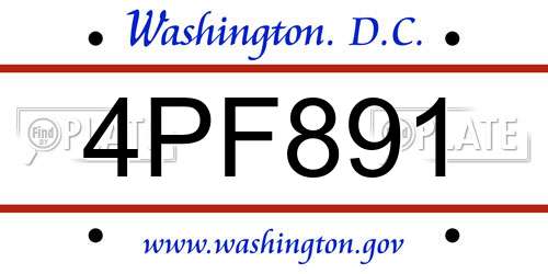 4PF891 District Of Columbia License Plate