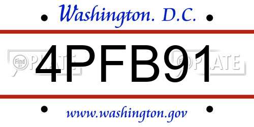 4PFB91 District Of Columbia License Plate
