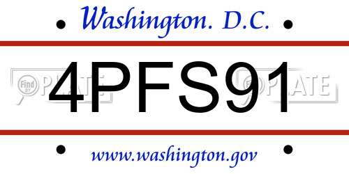 4PFS91 District Of Columbia License Plate