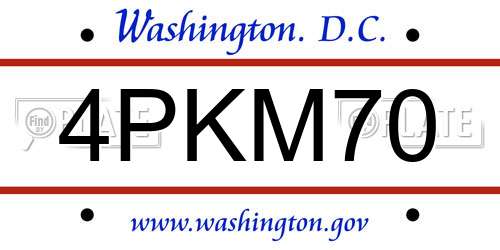 4PKM70 District Of Columbia License Plate