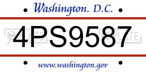 4PS9587 District Of Columbia License Plate