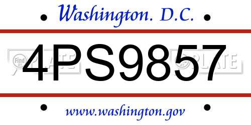 4PS9857 District Of Columbia License Plate