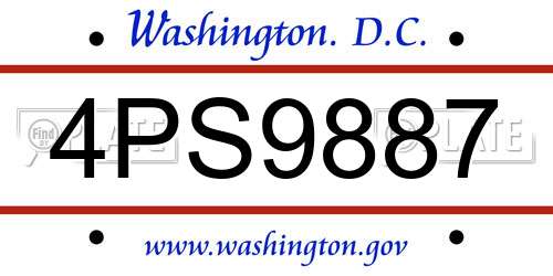 4PS9887 District Of Columbia License Plate