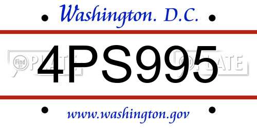 4PS995 District Of Columbia License Plate