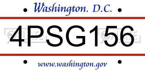 4PSG156 District Of Columbia License Plate