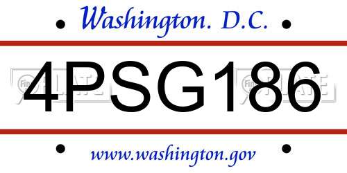 4PSG186 District Of Columbia License Plate