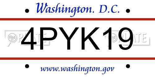 4PYK19 District Of Columbia License Plate