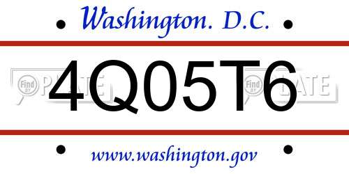 4Q05T6 District Of Columbia License Plate
