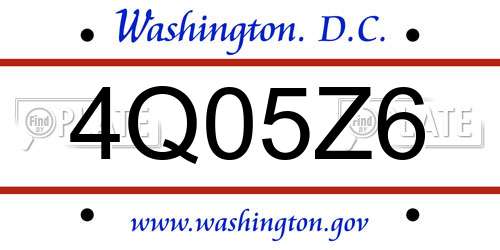 4Q05Z6 District Of Columbia License Plate