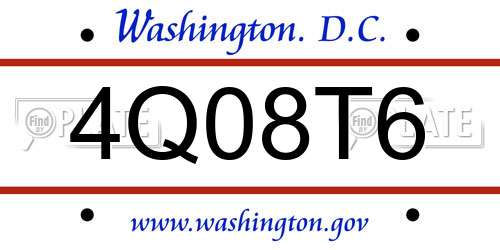 4Q08T6 District Of Columbia License Plate