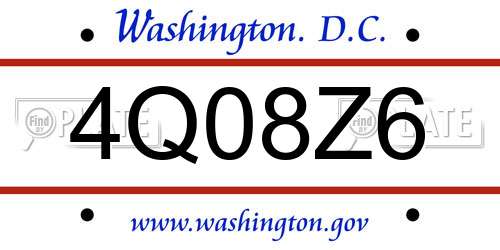 4Q08Z6 District Of Columbia License Plate