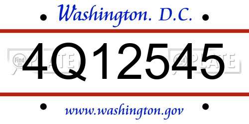 4Q12545 District Of Columbia License Plate