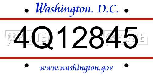 4Q12845 District Of Columbia License Plate