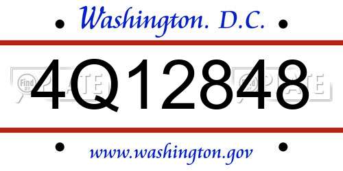 4Q12848 District Of Columbia License Plate