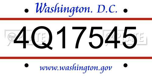 4Q17545 District Of Columbia License Plate