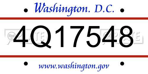 4Q17548 District Of Columbia License Plate