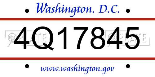 4Q17845 District Of Columbia License Plate