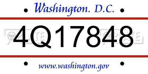4Q17848 District Of Columbia License Plate