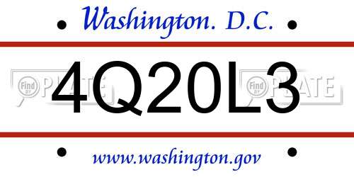 4Q20L3 District Of Columbia License Plate