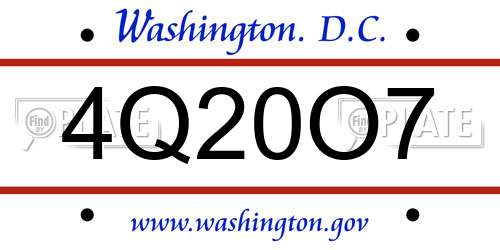 4Q20O7 District Of Columbia License Plate