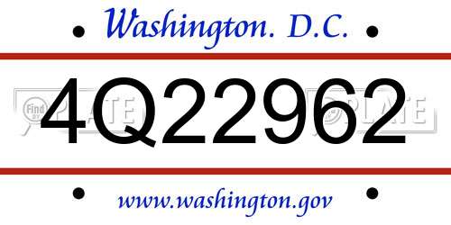 4Q22962 District Of Columbia License Plate