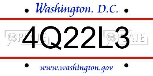 4Q22L3 District Of Columbia License Plate