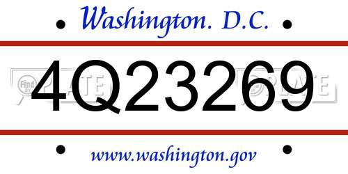 4Q23269 District Of Columbia License Plate