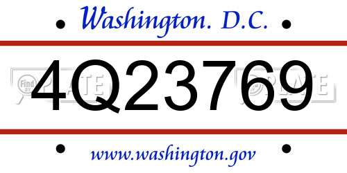 4Q23769 District Of Columbia License Plate