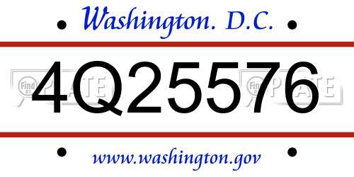 4Q25576 District Of Columbia License Plate