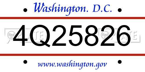 4Q25826 District Of Columbia License Plate