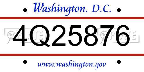 4Q25876 District Of Columbia License Plate