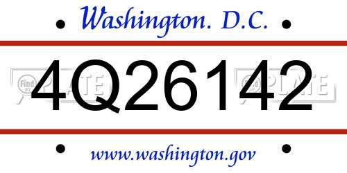 4Q26142 District Of Columbia License Plate