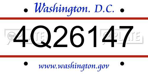 4Q26147 District Of Columbia License Plate