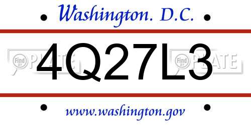 4Q27L3 District Of Columbia License Plate